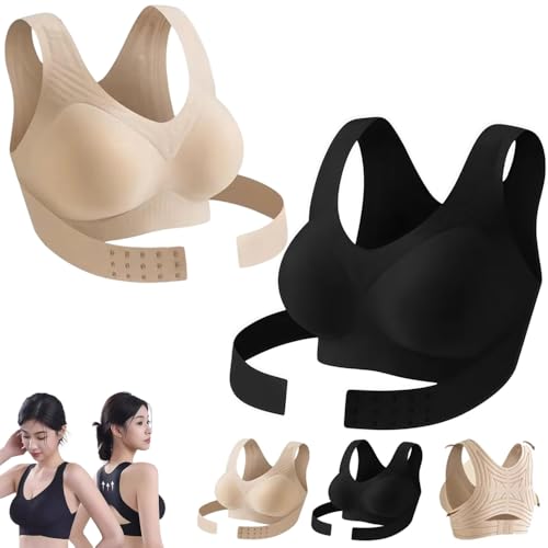 HUIQINGLI Marela Her Bra, Her-Posture Bras Corrector, Seamless Breathable Shaping Corrective Support Underwear for Women (2PCS-Mix,Large)