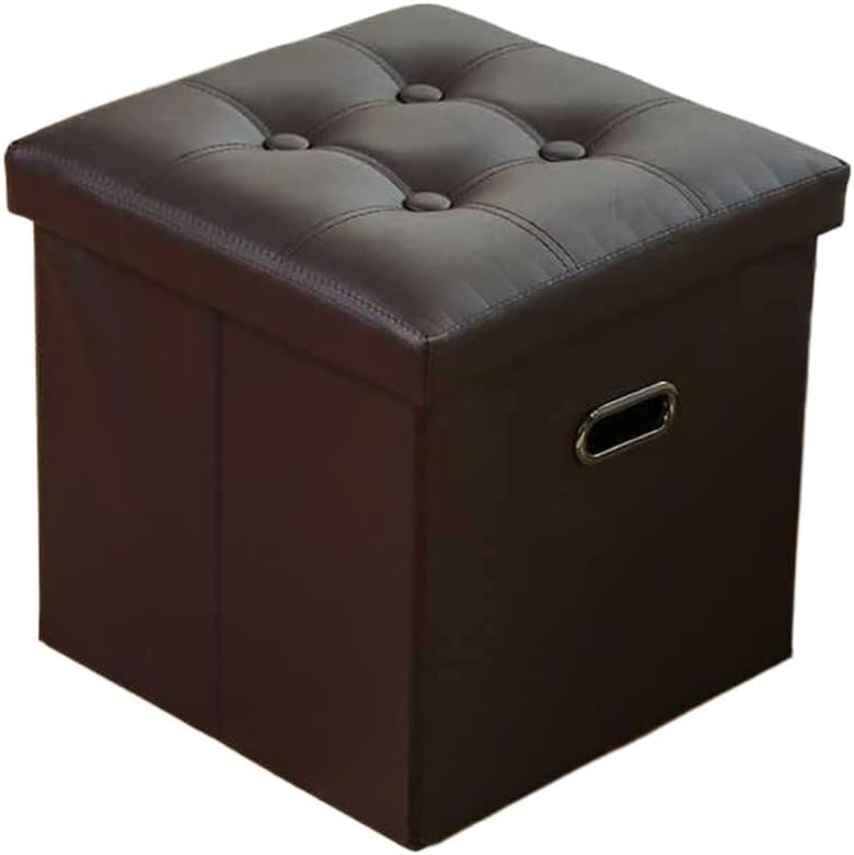 Leather Storage Stool with Handle, Window, Shoe Changing
