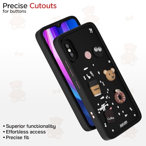 Image of Pikkme Back Cover for Redmi Note 5 Pro | Cute Fun Cartoon 3D Bear Silicone Full Body Protection Bumper Cover (Black) | Cute