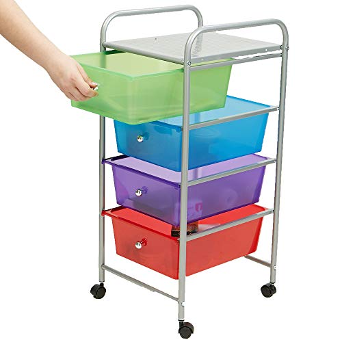 Mind Reader Rolling Storage Cart And Organizer With 4 Plastic Drawers #TOP4