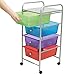 Mind Reader Rolling Cart with Drawers, Utility Cart, Craft Storage, Kitchen, Metal, 12.75