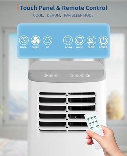 Image of 8,000 BTU Portable Air Conditioners, 4-in-1 Modes with Cooling, Dehumidifier, Fan, Sleep Mode, 24-Hour Timer, Remote Control & Complete Window Kit, Cools Rooms Up to 350 Sq. Ft., for Bedroom