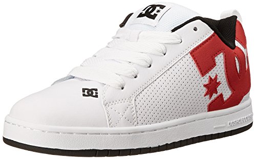 DC Men's Court Graffik Skate Shoe, White/Red/Black, 9 D US, 9 M US