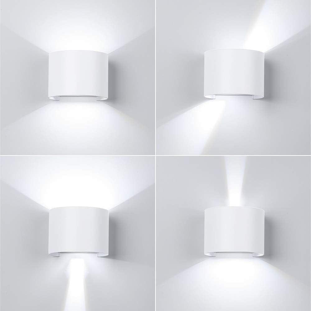 Maxmer 7W Modern LED Wall Light Sconce Up Down Adjustable Beam Angle Wall Lighting IP68 Waterproof Outdoor Wall Lamp, Cool White