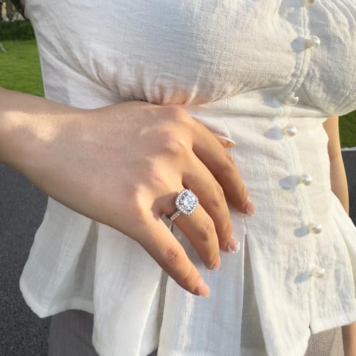 925 Sterling Silver Engagement Rings for Women – Cubic Zirconia CZ Center Stones in Round, Princess & Heart Cuts 1CT/2CT4