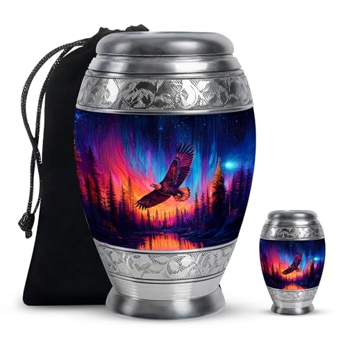 Image of Eagle Urn - Burial Urn for Ashes for Women - Large Cremation Urns for Male & Female - Combo of 10 Inch & 3 Inch