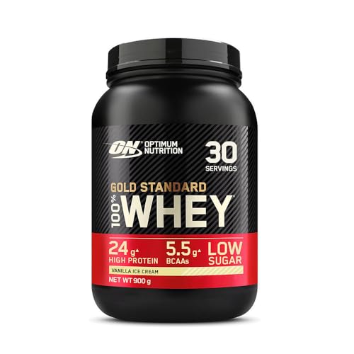 Optimum Nutrition Gold Standard 100% Whey Protein Powder, Vanilla Ice Cream, 2 Pound (Packaging May Vary)