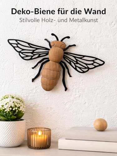 Décoration murale 3D en bois et métal 41x24 cm pour mur de maison
