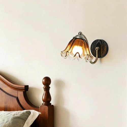 Aplique de pared de vidrio de granja con acabado negro e iluminación con cable 3