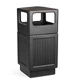 Safco Products Canmeleon Outdoor/Indoor Recessed Panel Trash Can 9476BL, Black, Decorative Fluted Panels, 38-Gallon Capacity