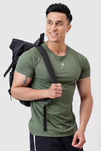 Image of FUAARK Grain Men's Slim Fit Heavyweight Stretchable Raglan Sleeves Gym & Workout Tshirt