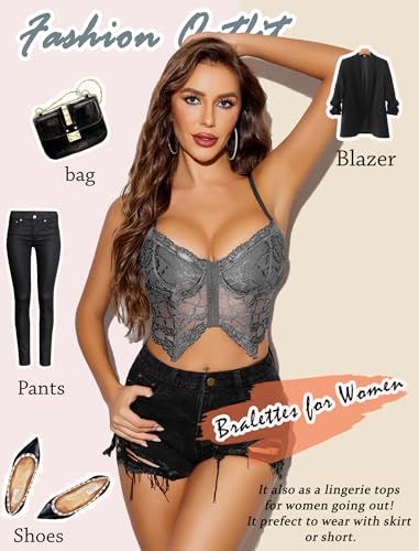 Image of Avidlove Lace Bralettes for Women Y2k Camisole Lingerie Adjustable Strap Crop Top
