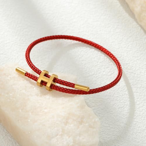 Image of AIMADE Bracelets for Women Adjustable Charm Bracelet, 18k Gold-plated Buckle Design Titanium Steel Wire Rope Women's Gift Jewelry