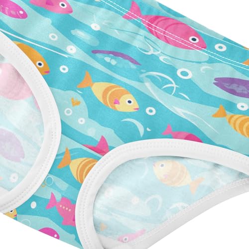 Wusikd Fish Waves Girls' Underwear Cotton Colorful Girls Briefs Soft Toddler Underwear 2T4
