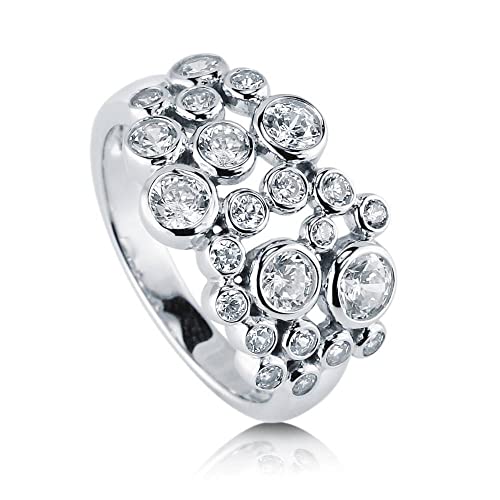 Berricle Sterling Silver Bubble Cubic Zirconia Cz Cocktail Fashion Ring For Women, Rhodium Plated Size 7 #TOP14