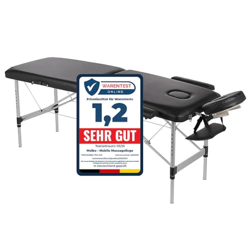 Melko Mobile Massageliege klappbar höhenverstellbar Therapieliege Massagetisch Massagebank Massagebett Schwarz