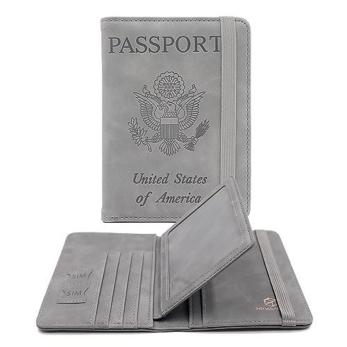 Image of Melsbrinna RFID Passport Holder for Travel, Unisex Adults, Grey, PU Leather, RFID Protected, Passport Cover