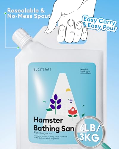 Image of BUCATSTATE Hamster Bath Sand, 6.6LB Potty Litter Sand | Odor Control | Plant Scented Bathing Sand for Chinchillas Gerbil Mice Degu (Plant Scented)
