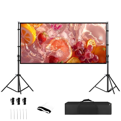 Pantalla para proyector al aire libre con bolsa de transporte y correa ajustable 150 pulgadas 16:9 4K HD sin arrugas para noche de cine en el patio trasero (72 pulgadas L 200 x A 105 cm) miniatura 1