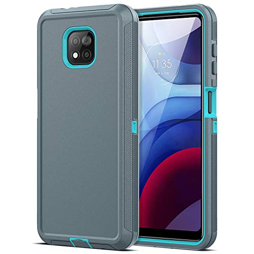 Moto G Power 2021 Case, Jiunai 3-Piece Heavy Duty Armor Shockproof Tough Hybrid Dual Layer Rubber Drop Protection Soft Bumper Rugged Matte Protective Phone Cover Case for Moto G Power 5G 2021 Grey