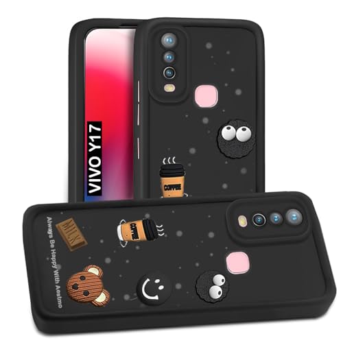 Image of AESTMO Back Case Cover for VIvo Y17 / Y15 Cover | Cute Fun Cartoon 3D Ball | Coffee Silicone Case | Full Body Protection | Camera Protection Back Cover for VIvo Y17 / Y15 (Black)