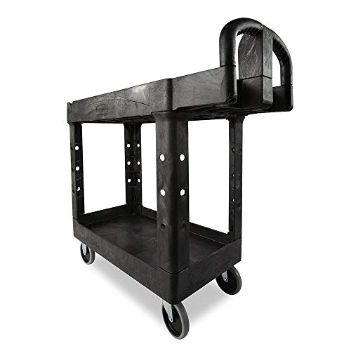 Rubbermaid Commercial 450088Bk Heavy-Duty Utility Cart Two-Shelf 17-1/8W X 38-1/2D X 38-7/8H Black #TOP1