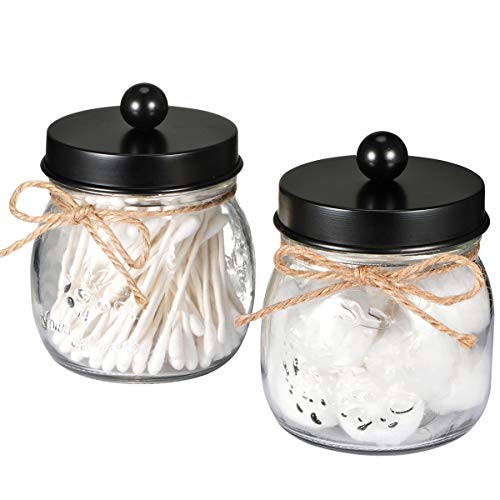 SheeChung Apothecary Jars Set,Mason Jar Decor Bathroom Vanity Storage Organizer Canister,Premium Quality Glass