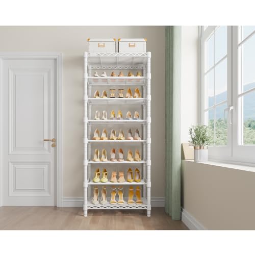 Image of VIPEK S1 Shoe Rack, 8-Tier Metal Durable Shoe Organizer, Heavy Duty Large Capacity Up to 24 Pairs, Adjustable & Detachable Shoe Shelves for Entryway /Bedroom /Closet, Holds Up to 544 lbs, White