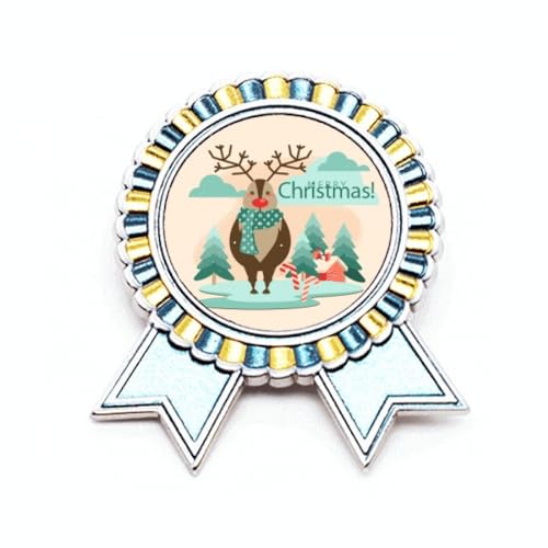 Broche renne et arbre de Noël en métal taille M pour accessoire hiver