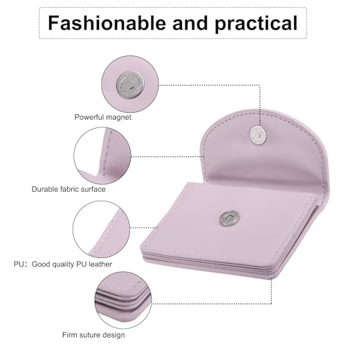 Image of uxcell PU Leather Business Card Case, Business Name Card Holder Wallet with Magnetic Shut Pocket Holder for Women Credit ID Card, Purple