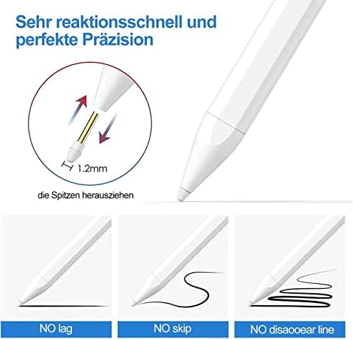 Topipop Pencil 2. generacji do Apple iPad - magnetyczny rysik do iPada z funkcją Palm Rejection Active Pen do Apple iPad Pro 2018-2023 Apple iPad Pro 11 i 12,9", iPad Air 3rd/4th/5th, iPad Mini