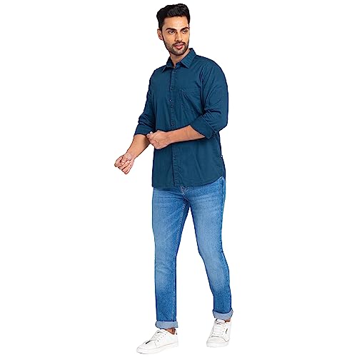 Image of Parx Men's Pure Cotton Solid Pattern Slim Fit Semi Cutaway Collar Full Sleeve Casual Shirt