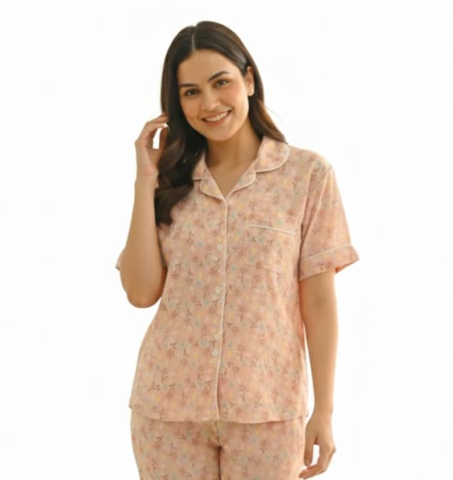 essvane Women's Printed Summer Night Suit with Pocket - Free Size XS to L-picture-27