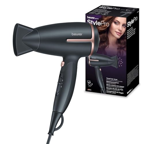 Beurer HC 25 klappbarer Reisehaartrockner mit Ionenfunktion, leistungsstarker Föhn, für geschmeidiges & weiches Haar, ideal für unterwegs, 1600 Watt, weltweite Spannungsanpassung 110-120/220-240 V