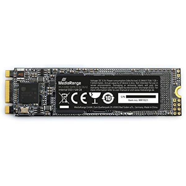 MediaRange Wewnętrzny dysk twardy SSD 128 GB - Solid State z interfejsem M.2 SATA Rev. 3.1 i technologia 3D NAND, idealny jako wewnętrzny dysk SSD do modernizacji komputerów i notebooków