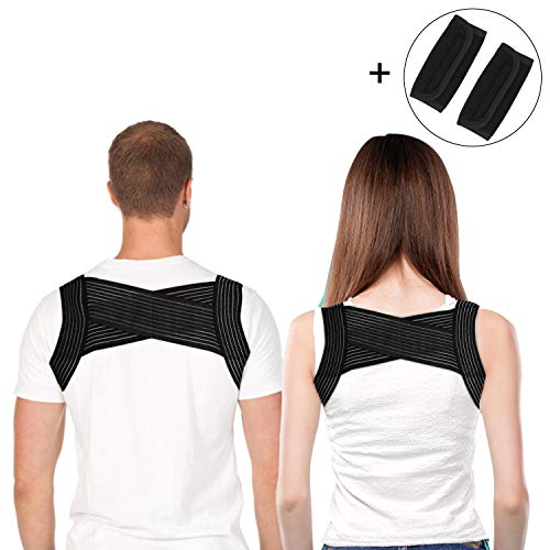 isermeo Corrección de Postura, Posture Corrector para Mulheres e Homens Ajustável Parte Superior Das Costas Postura Corrector Brace, L