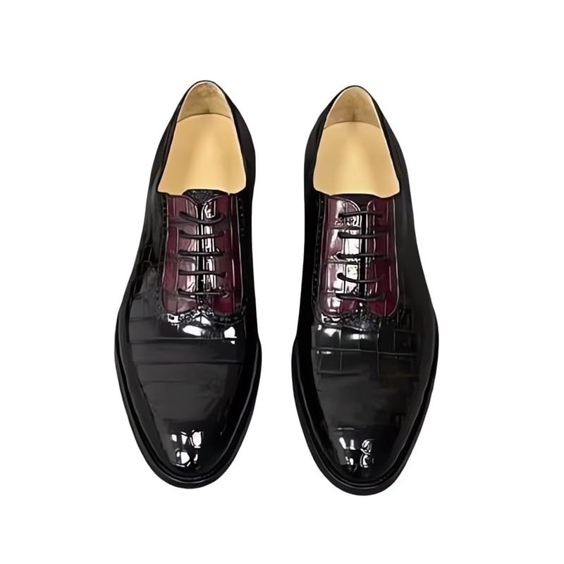 Generic Authentic Real Crocodile Skin Black Red Mixed Color Men Oxford Shoes Genuine Alligator Leather Male Lace-up Wedding Dress Shoes