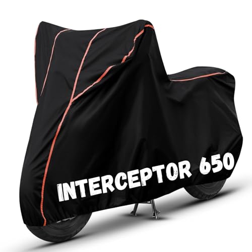 Image of Bike Cover for Interceptor 650 100% Waterproof, Dustproof & Scratch Resistant| Fully Bottom Elastic UV Resistant Heavy Duty Body Cover | All Weather Outdoor Use