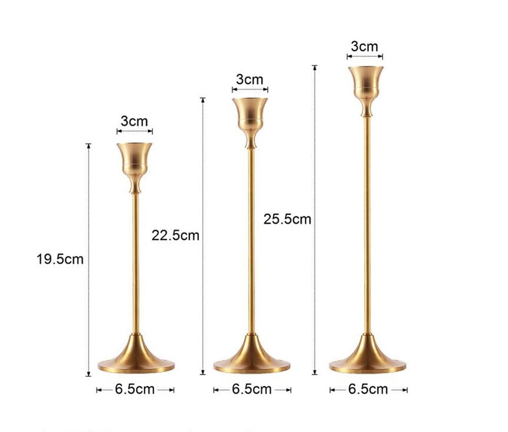 SHISHI Kerzenständer Schmiedeeisen Retro Ornamente Messing Kerzenständer Weihnachtsdekoration Hochzeit Requisiten Kerzenhalter Basis 3-teiliges Set