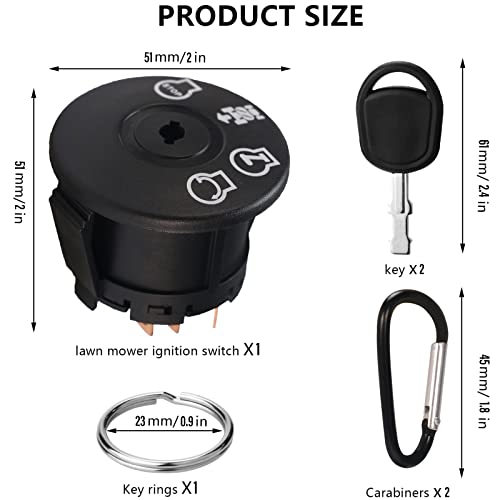 Plqqcy Lawn Mowers Ignition Switch 4 Position With Key For Craftsman, Husqvarna, Ayp, Sears, Poulan Pro Riding Lawn Mower Tractor 193350 532193350,6900-49P1,33457,21546319,448017800,725-07527,705064 #TOP1
