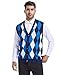 Beotyshow Mens Argyle Sweater Vests Classic Button Down Plaid Casual Sweaters Navy Blue