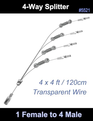 Image of EBD 4 Way Splitter 1 Female to 4 Male 4 ft Transparent Cord
