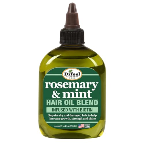 Image of Difeel Rosemary and Mint Hair Oil Blend with Biotin 7.1 Ounce - Strengthening Scalp & Hair Treatment Oil Blend, Nourishes Dry Damaged Hair, Adds Shine & Moisture
