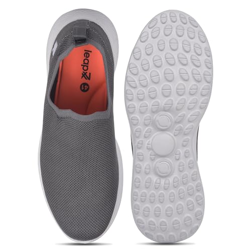 Image of Liberty Leap7x GHD-89E Men Sports Walking Shoes - Black & Grey | Comfortable and Durable Slip-On Closure - Suitable for Non-Lacing Running, Gym, Jogging and Outdoor Shoes for Man - Cushioned Footbed