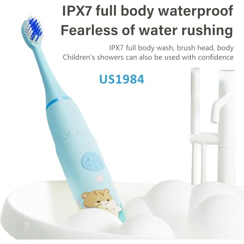 Image of Sonic Electric Toothbrush for Adults with 3 Brush Heads & 4 Cleaning Modes, Rechargeable Electric Toothbrush with 2 Minute Timer & 18000 Strokes /min with 30 days Long Battery Life (Blue, Green)