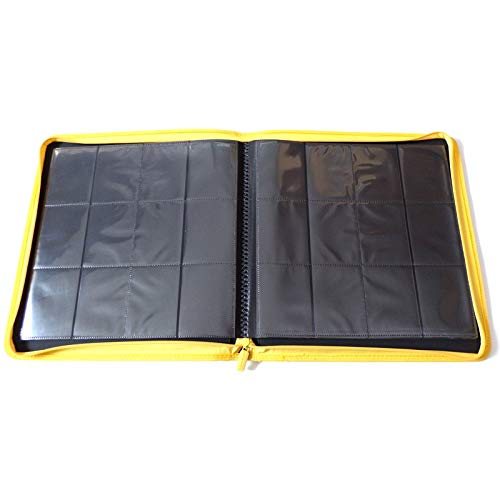 docsmagic.de Pro-Player 12-Pocket Playset Zip-Album Yellow - 480 Card Binder - MTG - PKM - YGO - Fermeture éclair Jaune