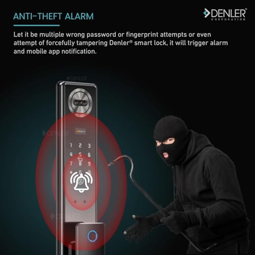 Image of Denler F4s 7-in-1 Smart Door Lock | 3D Face ID | Fingerprint | App Unlock | LCD Camera | Inbuilt Wi-Fi | Android & iPhone Support | RFID Card | PIN | Key | for Min 40mm Door