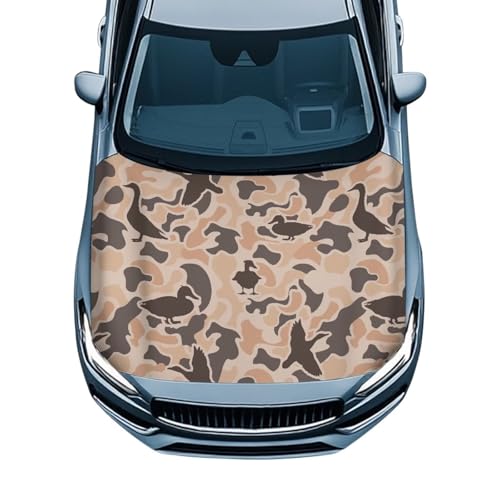 Image of Renewold Duck Camouflage Car Front Hood Cover Sedan SUV Small Truck Auto Hood Wrap Blanket Fashion Automotive Exterior Accessories Winter Christmas Indoor Outdoor Decor All Season
