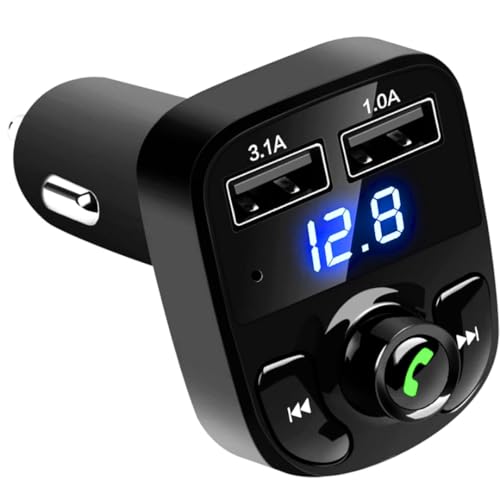 Dchannel Car Wireless Bluetooth FM Transmitter MP3 Player USB Car Fast Charger Adapter with built-in MIC, Hands-Free Calling, Dual USB Charger 5V/3.1A and 1A, Support SD Card, USB Disk
