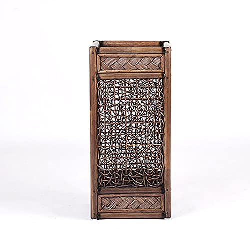 Soporte paragüero cuadrado de estilo chino elaborado en mimbre resistente de 60 x 27 cm